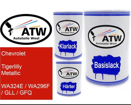 Chevrolet, Tigerlilly Metallic, WA324E / WA296F / GLL / GFQ: 500ml Lackdose + 500ml Klarlack + 250ml Härter - Set, von ATW Autoteile West.